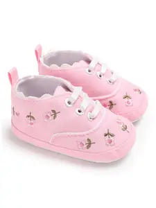 Spring & Fall Cute Embroidered Floral Soft Sole Sneakers Sweet Comfortable Lightweight Baby Walker Shoes Girl Fashion Casual Footwear