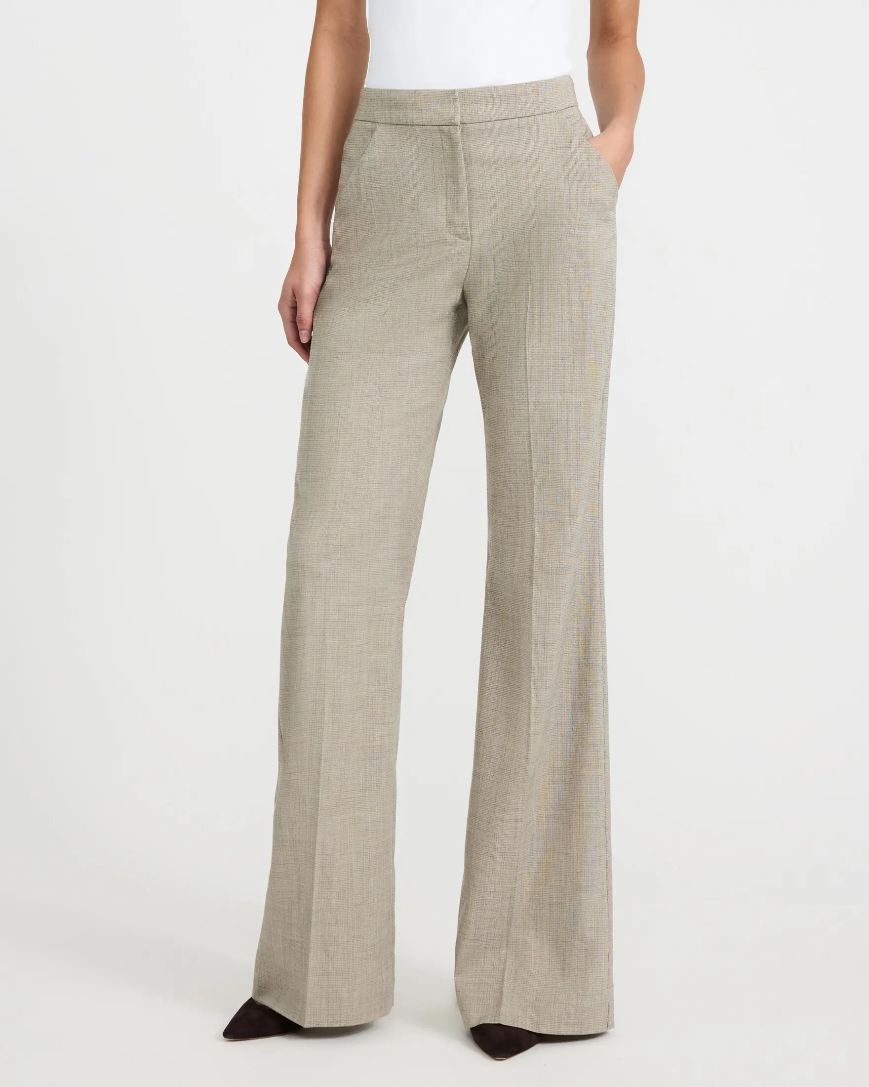Express Editor Lightweight Textured High Waisted Trouser Flare