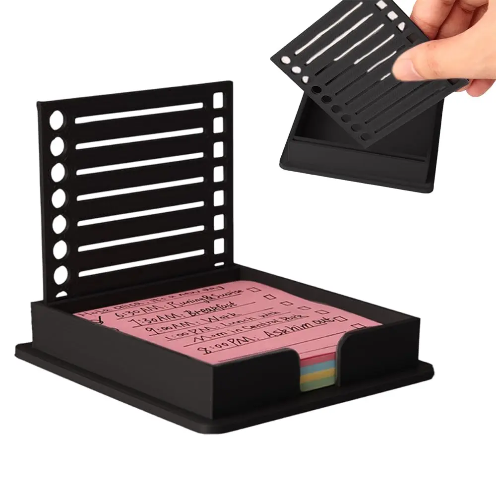 Upgraded Sticky Note Dispenser with Ruler & Templates, Fits 3x3 Notes, Compact Desktop Organizer, Desktop Accessory, Office Desk Accessories, Office Essentials for Office Home School Use