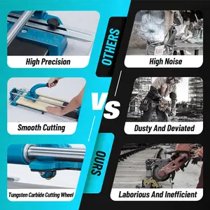 Garvee Professional Manual Tile Cutter – 48 Inch Double Rail, Tungsten Carbide Wheel, Precision Infrared Guide, Heavy Duty Aluminum Frame, Non-Slip Feet – For Porcelain and Ceramic Floor & Wall Tiles