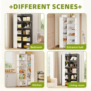 4/10 Compartment Fabric Cubby Bookshelf Organizer, Floor-Standing Book Rack for Living Room, Bedroom, Office, Easy Assembly