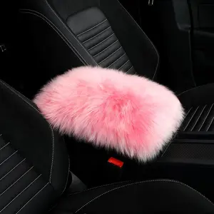 Auto Center Console Cover Pad Universal Fit for SUV//, Genuine Sheepskin    Armrest Seat Box Cover, Furry  Auto Armrest Cover Protector ()