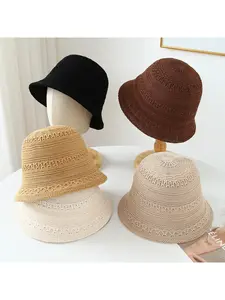 Foldable hand-woven hat, women's travel hat, breathable, UV protection, beach sun hat