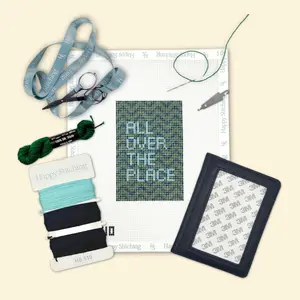 Happy Stitching - All Over The Place Needlepoint Passport Case - All-In-one Self Finishing Needlepoint Kit