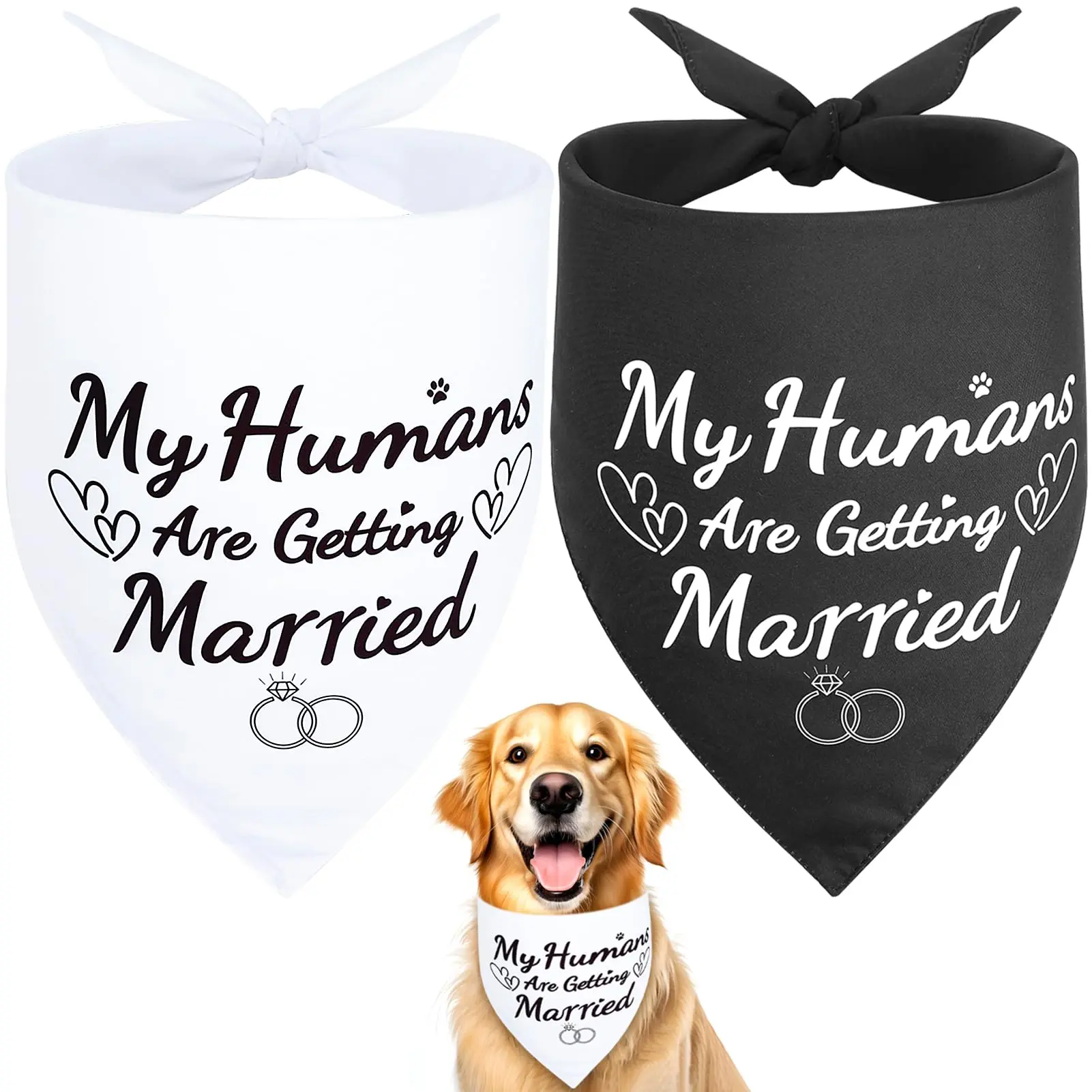 Dog Wedding Bandanas 2-Pack – Elegant Bridal Pet Scarf Set