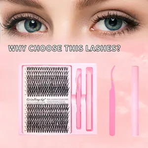 3D Hand-Tied Volumizing Lashes, Lash Extension Kit DIY 266pcs Lash Clusters Eyelash Extension Kit, 9-16mm 30D 40D Individual Lashes Kit With Lash Bond And Seal, Lash Tweezers For Self Use (30D&40D, 0.07D, 9-16mm, Kit)