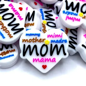 1pc Mommy Mimi Mother Madre Mom Mama Silicone Focal Beads - Perfect for Beadable Pens Keychains Cup Accessories