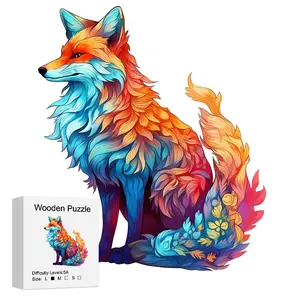 Fox Wooden Jigsaw Puzzle for Puzzle Lovers, Unique Irregular Animal Shape, Intermediate Skill Level, Christmas Birthday Gift, Home Decor Game