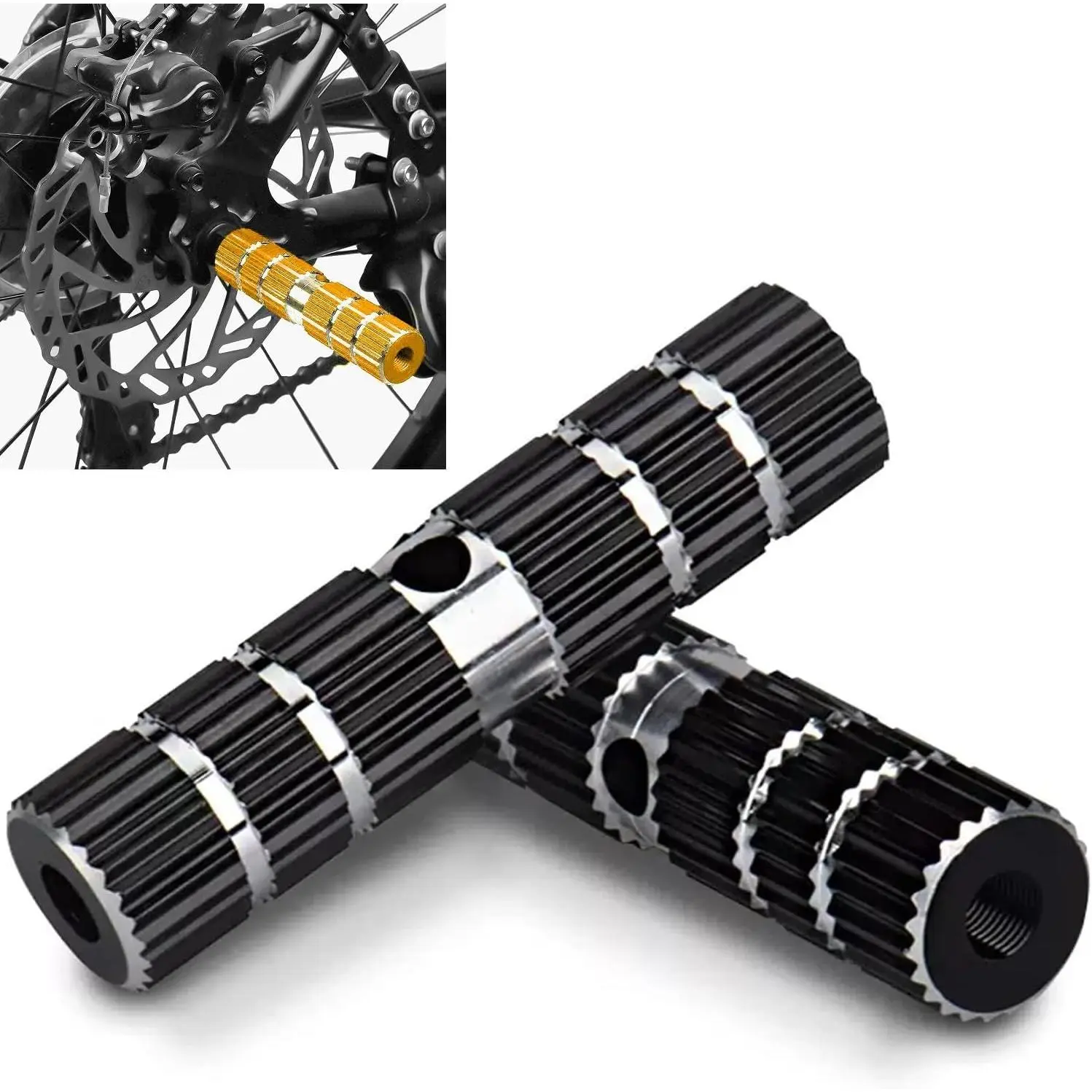 1 Pair Aluminum Alloy Rear Stunt Components & Parts, Fits 3/8 in Axles for Bikes Enthusiasts, Rear Mount, Stunt Pegs, 3/8 Inch Axles, Cycling Rear Stunt