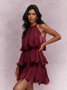 MISSGUIDED Elegant Tiered Ruffle Sleeveless Mini Dresses Christmas