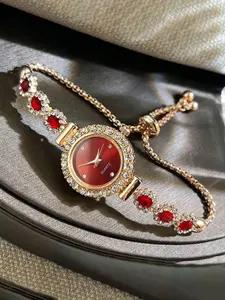 Women's Elegant Rhinestone Decorated Quartz Watch, Exquisite Trendy Wristwatch, Fashionable Watch for Women As Gift, Jewelry Watch