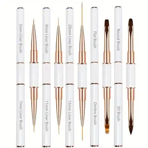 Double-ended Nail Art Brush Set, 5 Counts/set Nail Drawing Brush, Professional Nail Art Tool for Home & Salon Use, Nail Art Diy, Manicure Tool, Nail Art Design