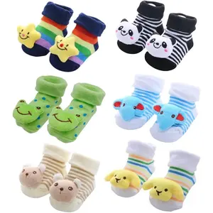 6 pairs Baby 3D Cartoon Anti-Skid Booties Socks Slippers Shoes