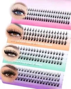 Bottom Lash Clusters DIY Eyelash Extensions 4 Styles Lower Lashes Wispy Bottom Individual Lashes 5-7mm Natural Thin Band Eyelash Clusters 225pcs for Bottom Lash Extension