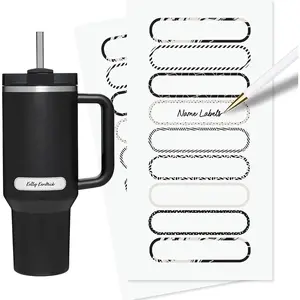 Labels for Bottles and Containers - Custom Stickers - -Purpose and Personalizable - Dishwasher, Freezer and Microwave Safe -  - -Owned (Black and White, 72 count)