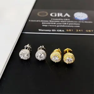 [ICE HUE]18K Gold Vacuum Plated S925 with 5A+ Sri Lanka Full Moissanite Zircon Earrings Miami Italy Mexico & Micro Inspired for Women & Men Luxury Jewelry,Daily Wear,Casual Fashion,Gift Idea,Chicano,Classic,Hip Hop,Simple,Sporty Style