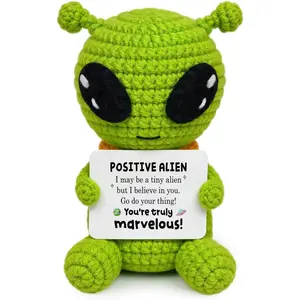 Funny Positive Crochet Alien, Birthday Gifts for Women Men, Cute  Emotional Support Alien,  Inspirational Mothers Day Graduation  for Mom Dad Son Coworkers