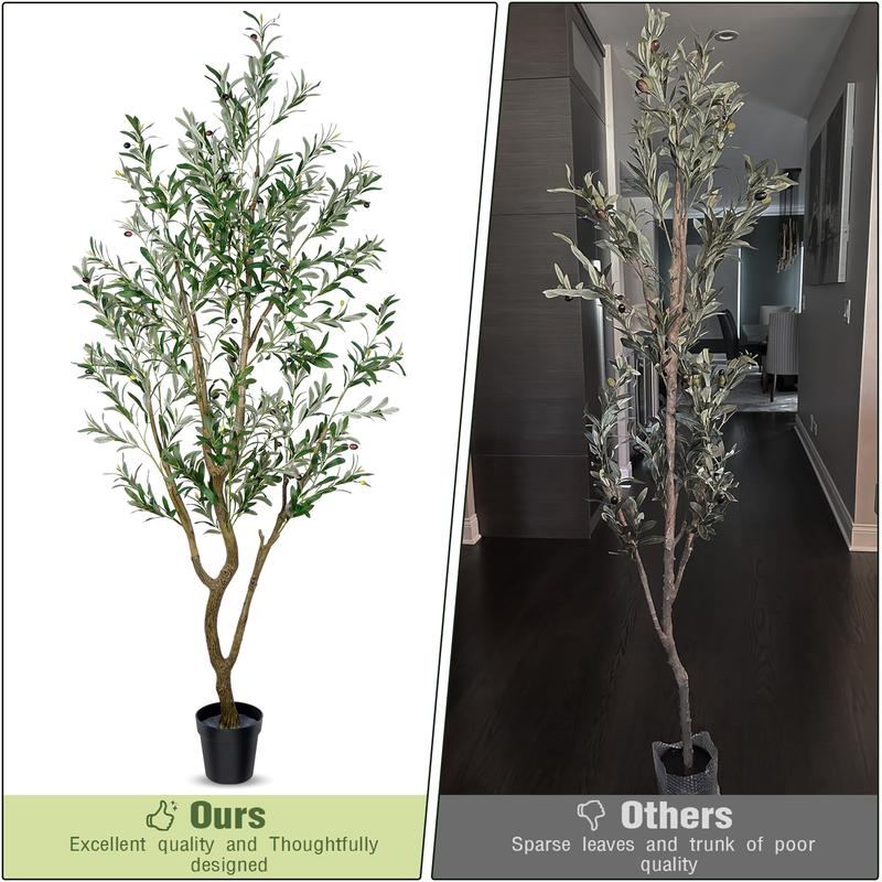 Lifelike Artificial Olive 5.25/6/7FT Tree Decorative Fake Plant Indoor Tall Plant Realistic Shape Multiple Branches and Leaves Suitable for Home Office