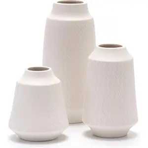 BUY 1 GET 2 FREE! TOTAL 3 PIECES Beige Ceramic Vase Set | Farmhouse Decor for Pampas Grass, Home, Bathroom, Bookshelf | Mini Fridge Flower Vases hand  painted  vase decor  refresh