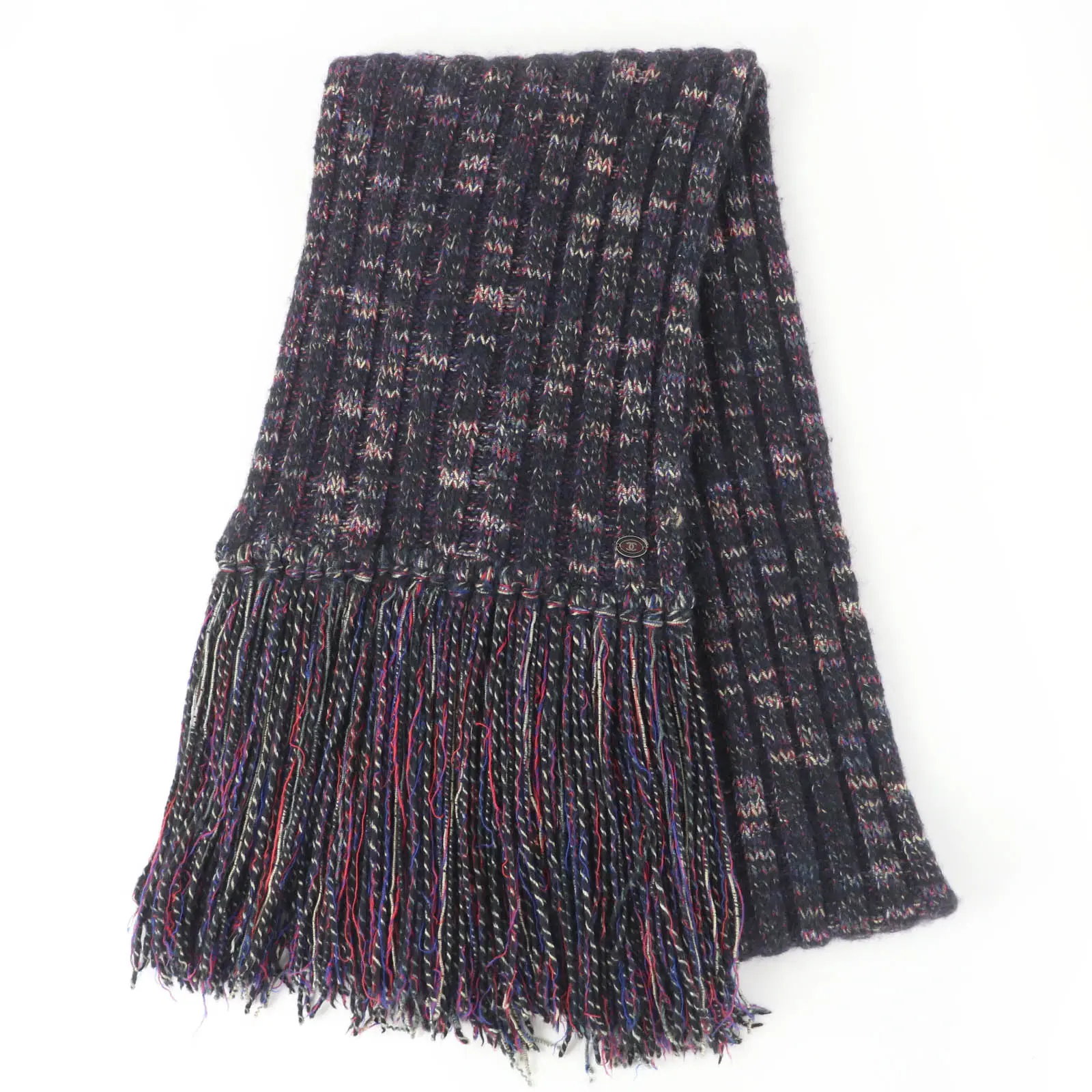 Pre-owned CHANEL Wool Small Leather Goods Angora Cashmere Blend Scarf