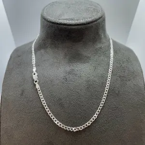 Italian 925 Sterling Silver 2MM Curb Cuban Chain Necklace - Mens and Womens