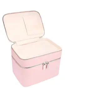Double Layer Compact Skincare Tool Storage Bag, Detachable Compartment Travel Wash Bag, Multi-Color Options, Portable Handheld Makeup Bag, Makeup Organizer Pouch, Cosmetic Pouch, Travel Cosmetic Bags