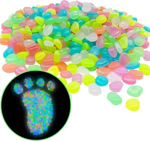 500 PCS Multi-Color Glow Pebbles,Glow Stones,Glowing Rocks Colorful Decor for Fish Tank Pathway Garden Aquarium Walkway Driveway,Shining Pebbles Driven by Light or Sunlight