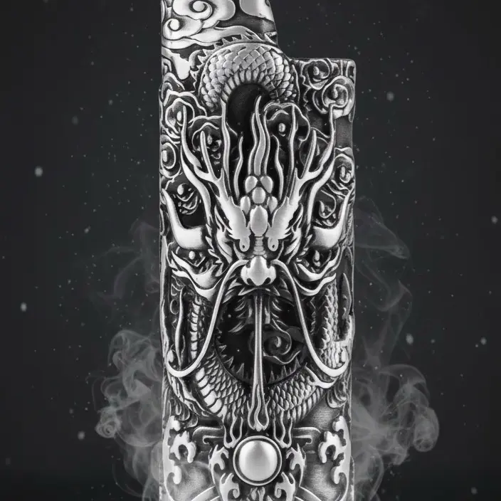 Metal Lighter Case Cover Lighter Pouch Fits Bic Lighter Standard Size J6 Dragon design