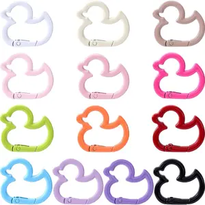 13pcs Duckling-Shaped Keychains, Zinc Alloy Spring Snap Key Ring Clips, Cute Key Chain Clasps for DIY Jewelry Making Hanging Camping Hiking Travelling