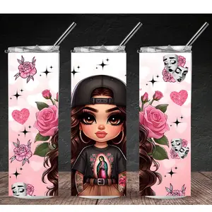 La Chicanita - 20 oz Stainless Steel with Double-Wall Insulation, Straw and Sublimated Image - Bottle, Coffee