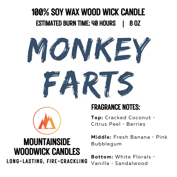 Monkey Farts (8 oz.) - Small Wood Wick Candle