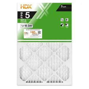 16 x 25 x 1 Standard Pleated Air Filter FPR 5, 3-Pack, Air Filters Replacement Manufacturer Warrenty