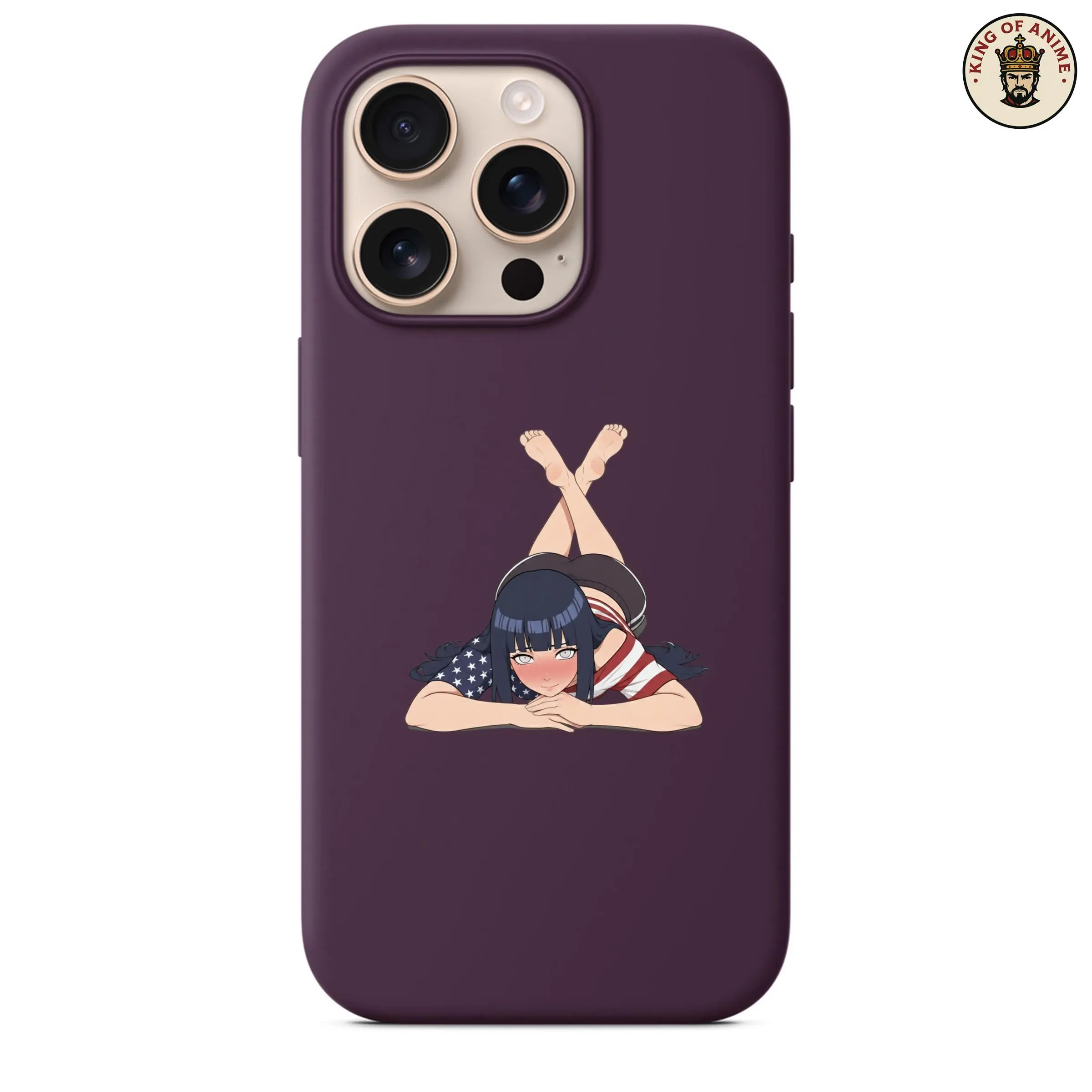 Hinata Patriot Anime Sticker, USA Flag Outfit Vinyl for Laptop, Phone & Skateboard