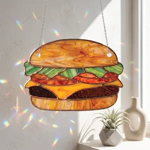 Hologram Cheeseburger Acrylic Suncatcher, Funny Burger Window Hanging, Kitchen Decor, Food Lover Gift, Novelty Sun Catcher