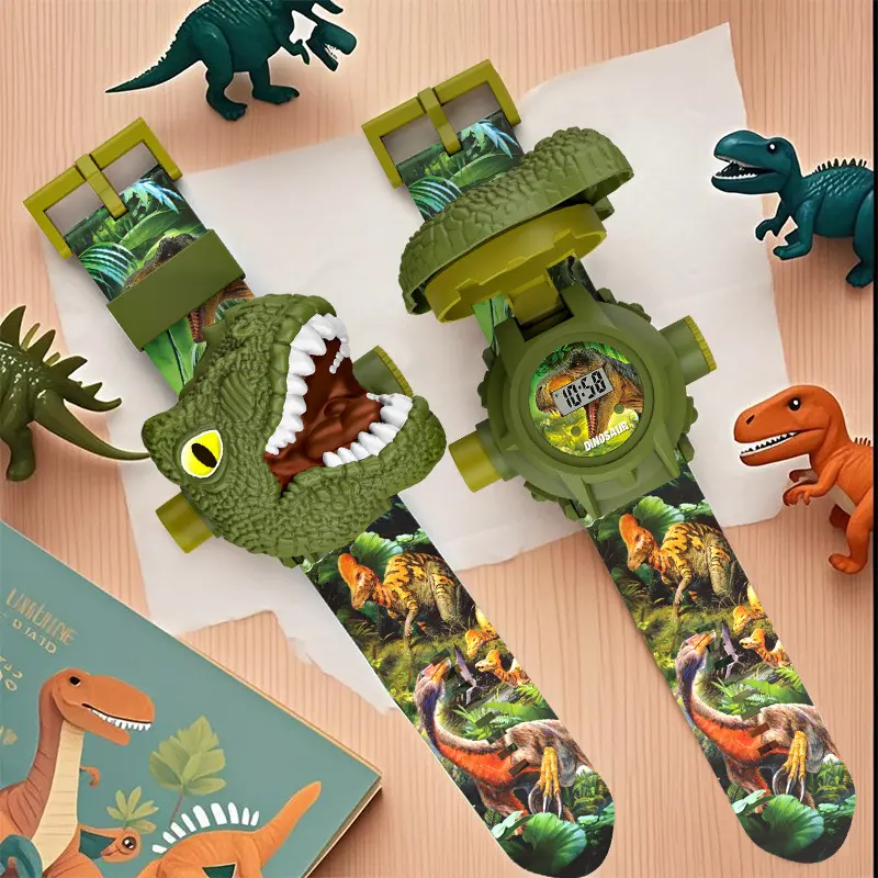 2026 Kids Dinosaur Projection Digital Watch, Light Up Educational Wrist Toy with 24 Dinosaur Projection Images, Interactive Time Learning Toy for Toddlers Boys Girls Ages 3-6, Adjustable Comfort Strap, Screen-Free Play Toy, Perfect Birthday Gift