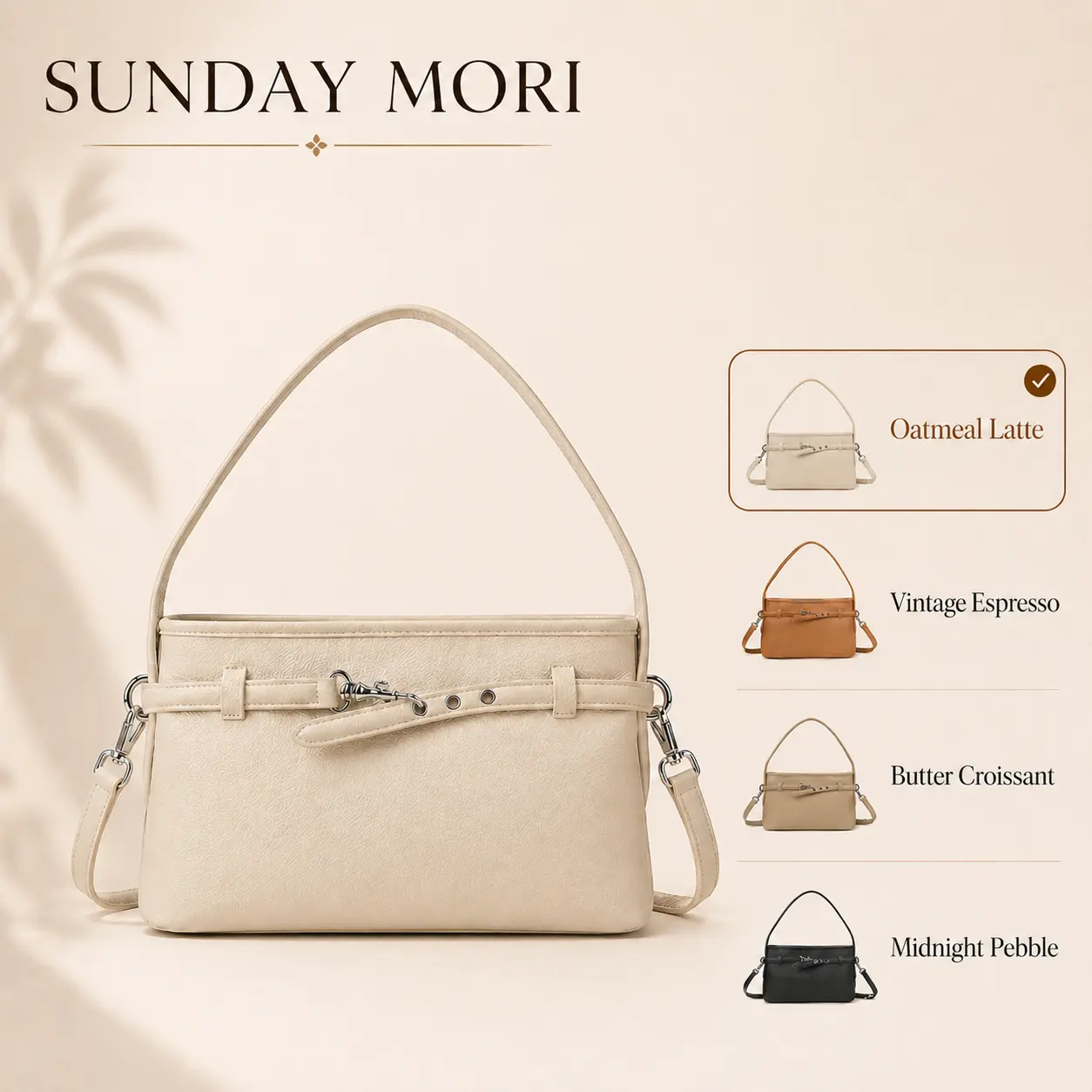 【Deals For you Days】Sunday Mori Women's Chic High-Capacity Double-Zip Crossbody/Shoulder Bag - Adjustable Strap Pebbled PU Tote for Commuting, Work, Double Zipper Purse