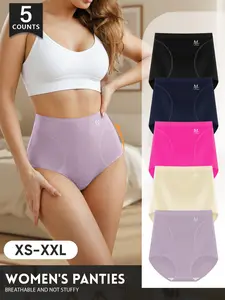 High Waist Women's Underwear Set, Elastic Large Comfortable Breathable No Chafing, Casual, Fit, Multi-Color Triangle Panties, XS-Xxl