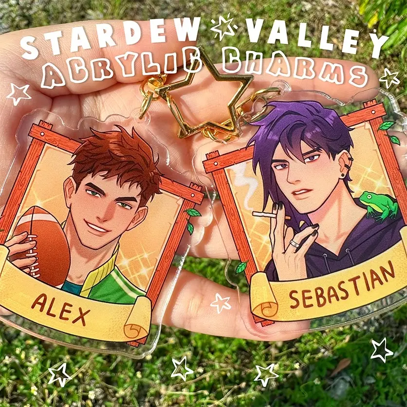 Stardew Valley Acrylic Keychain Charms - Sebastian, Alex Keyring, Cute, Durable, And Perfect For Bags, Keys, Or Gifts. Great For Daily Use Or As Thoughtful Little Gifts For Your Friends And Yourself.