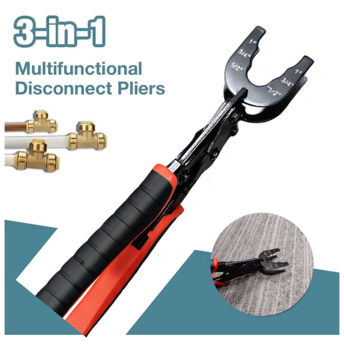 Disconnect Tong Sized 1/2 inch, 3/4 inch, 1 inch, Removal Tool used for Demount Brass Push Fit, Push-to-Connect Fittings