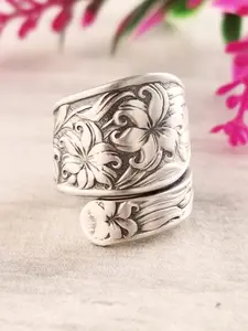Vintage Flower Design Cuff Ring, Fashion Hand Jewelry for Party, Daily Clothing Decor, Trendy All-match & Exquisite Jewelry for Gift, Statement Ring, Statement Multi Ring, Vintage Rings
