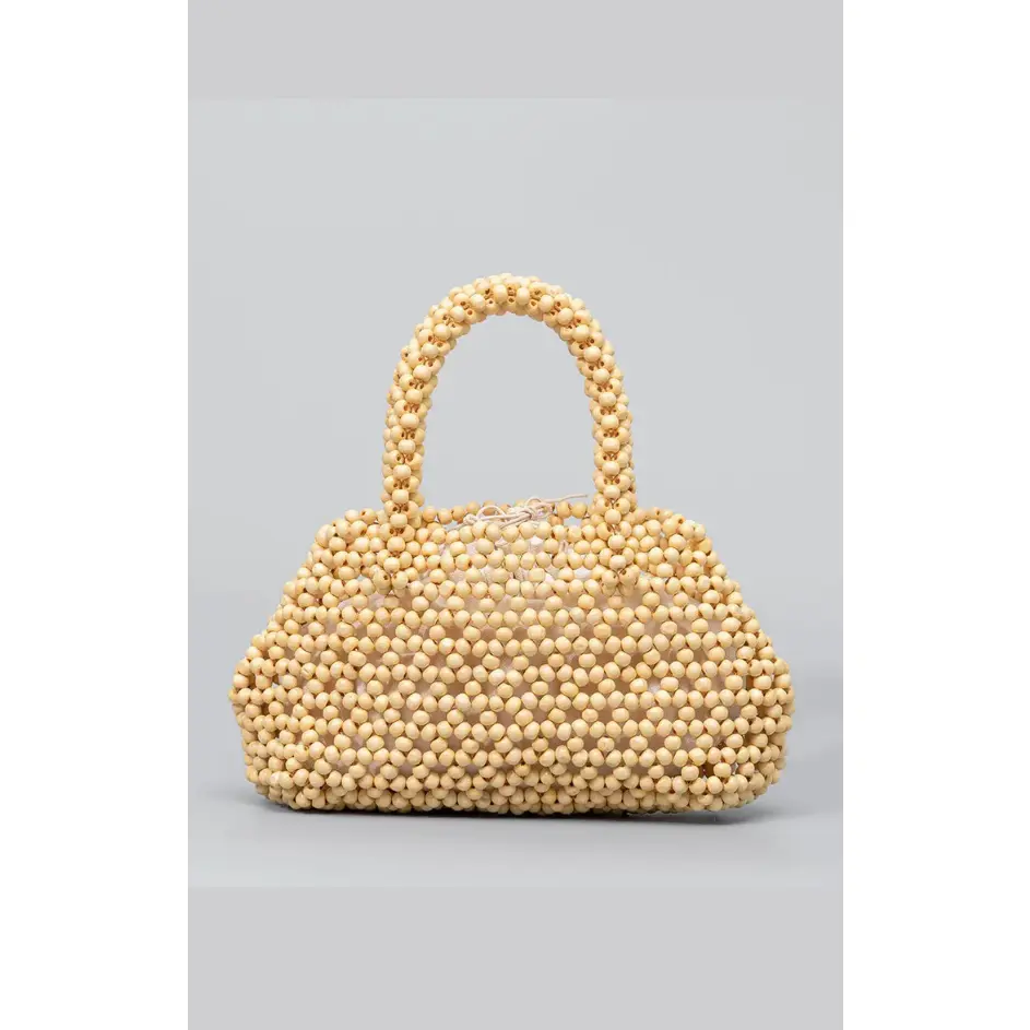 Micaela Handmade Wood Beaded Bag