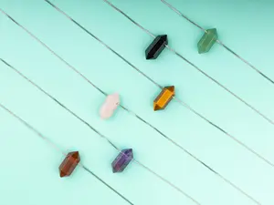 Hexagon Crystal Necklace with 18-20" Silver Adjustable Chain, Natural Crystal Jewelry Gift, Amethyst, Rose Quartz Carnelian Pendant Necklace