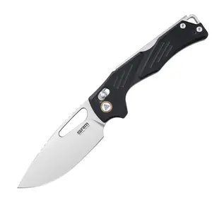 SRM 239X-GB Ambi Lock Folding Knife Mono Chassis Liner 14C28N Blade, G10 Handle EDC