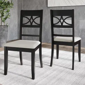 ChaletPosh Dining Chair Set – Upholstered Seat, Decorative Backrest, Solid Wood Frame (Set of 2)