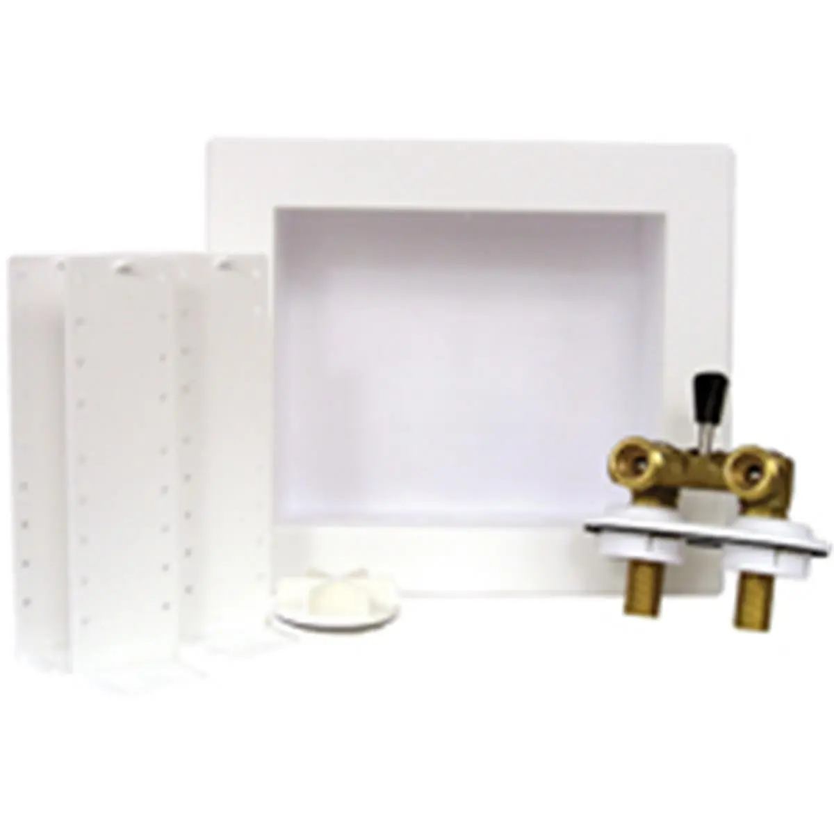 Oatey 38568-38822 Quadtro Copper Washer Offset Drain Box with Sweat Connection, 4 Support Brackets, PVC Plastic, 12x4.13x10.62in, 3.25lbs, Top/Bottom Mount, Wall Recessed/Mounted, Easy-Remove Knockout, Single Lever, Boating Use