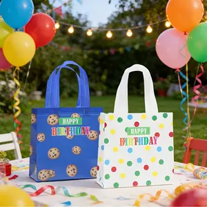 10pcs/20pcs Birthday Gift Bags, Reusable Non-Woven Handbags with Handles, Colorful Polka Dot Party Bags for Birthdays, Candy, Snacks, Baby Shower, Classroom Supplies