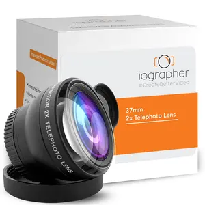 iOgrapher 2X Telephoto Lens 37mm — Get Closer to the Action, Compatible with iOgrapher Lens Clip and Older iPad Cases