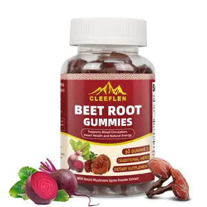 CLEEFLEN Organic Beetroot Gummies - A traditional herbal formula with beet and ganoderma extracts to help promote circulation, heart health, immunity.
