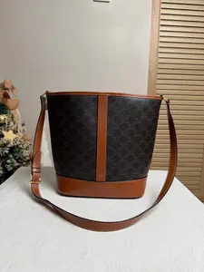 Pre-owned Celine Medium Bucket In Triomphe Canvas Shoulder Bag TTC0021