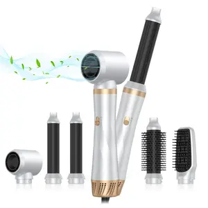 5 in 1 Hair Styler, Thermal Brush Straightener, Hot Air Styler with Curl, Straighten, Hairdryer, Hair Curler, Heated Curler, Airbrush Hair Styling Appliances for Women, Autumn and Winter Sales, Christmas, Black Friday, New Year Gift, Smooth Styling Tool